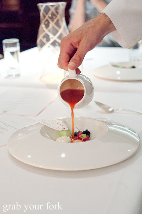 strawberry soup at the langham galileo restaurant sydney