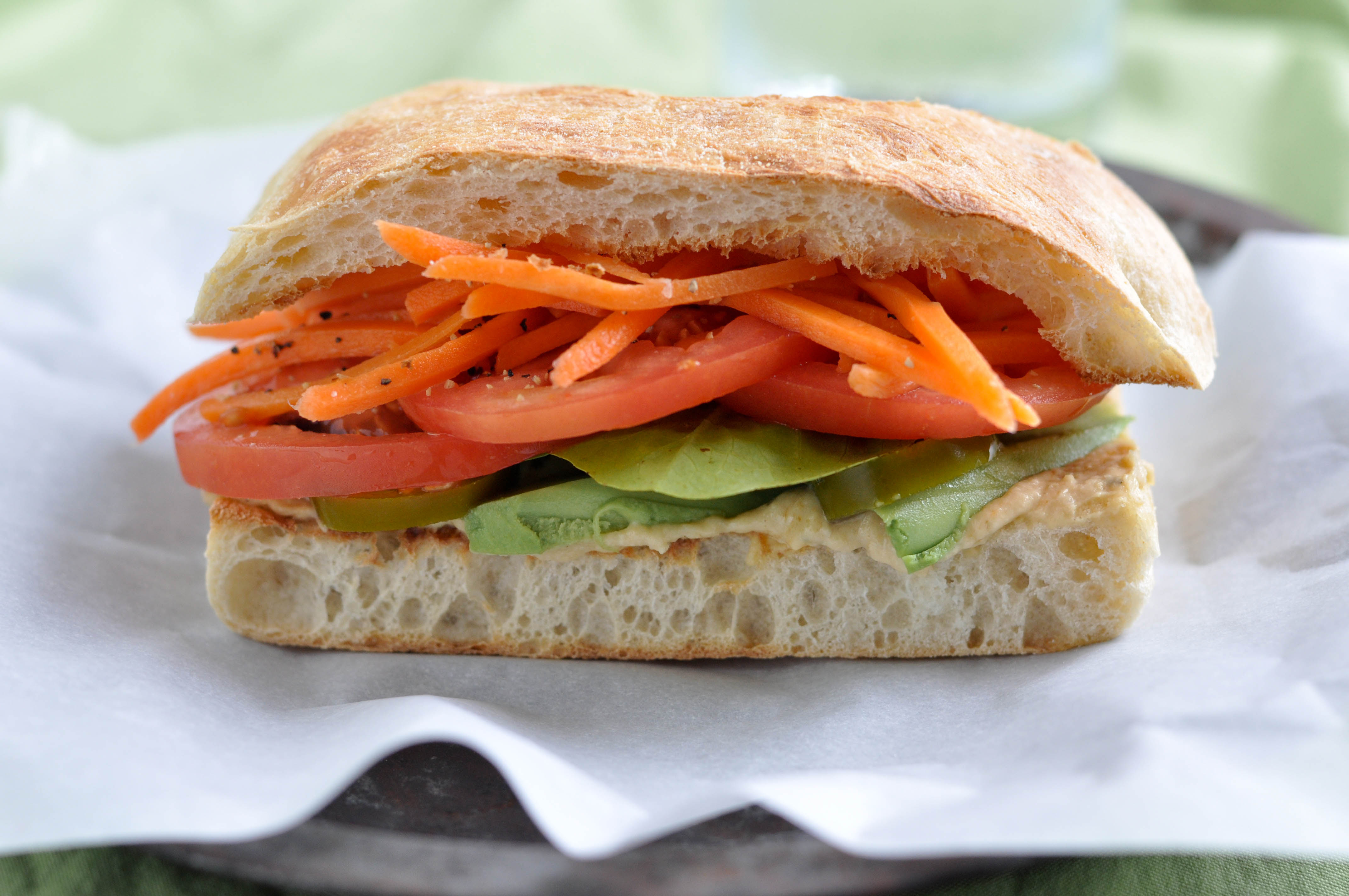 Hummus & Avocado Veggie Sandwich - Nutritious Eats