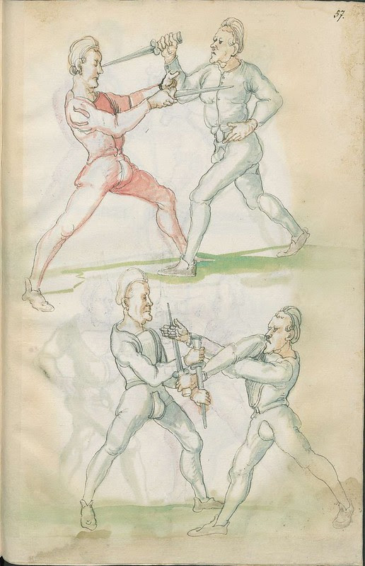 16th century sword fight manuscript drawing - Combat training 5