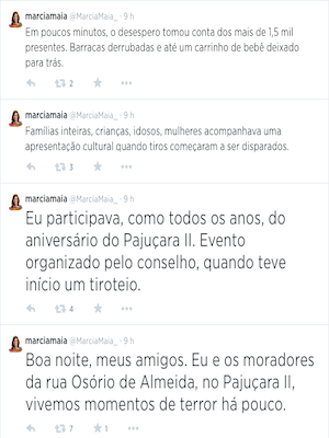 Deputada estadual Márcia Maia presenciou o crime durante festa na Zona Norte de Natal, RN (Foto: Reprodução/Twitter)