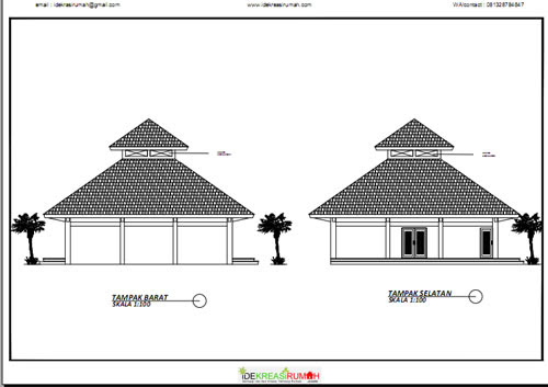 Desain Gambar Kerja Masjid Ukuran 12×12 Meter  Ide Kreasi 