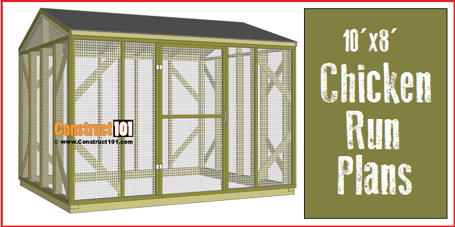 Chicken Coop Run Plans - 10x8 - Step-By-Step - Construct101