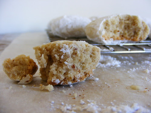 On our kitchen counter this morning we have homemade brownies Kourambiethes (Greek Almond Shortbread Cookies)