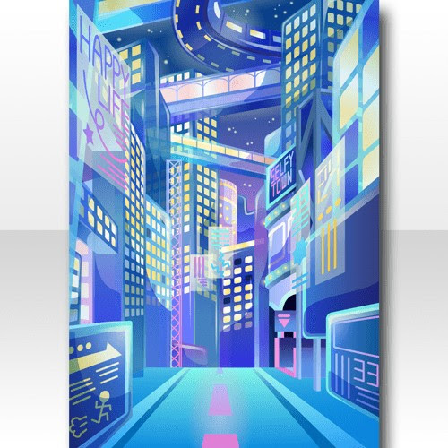Trade セレクト覚醒限定 未来都市街中の背景