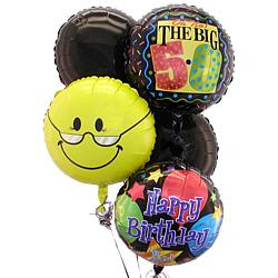 Happy 50th Birthday 5 Balloon Bouquet - FindGift.