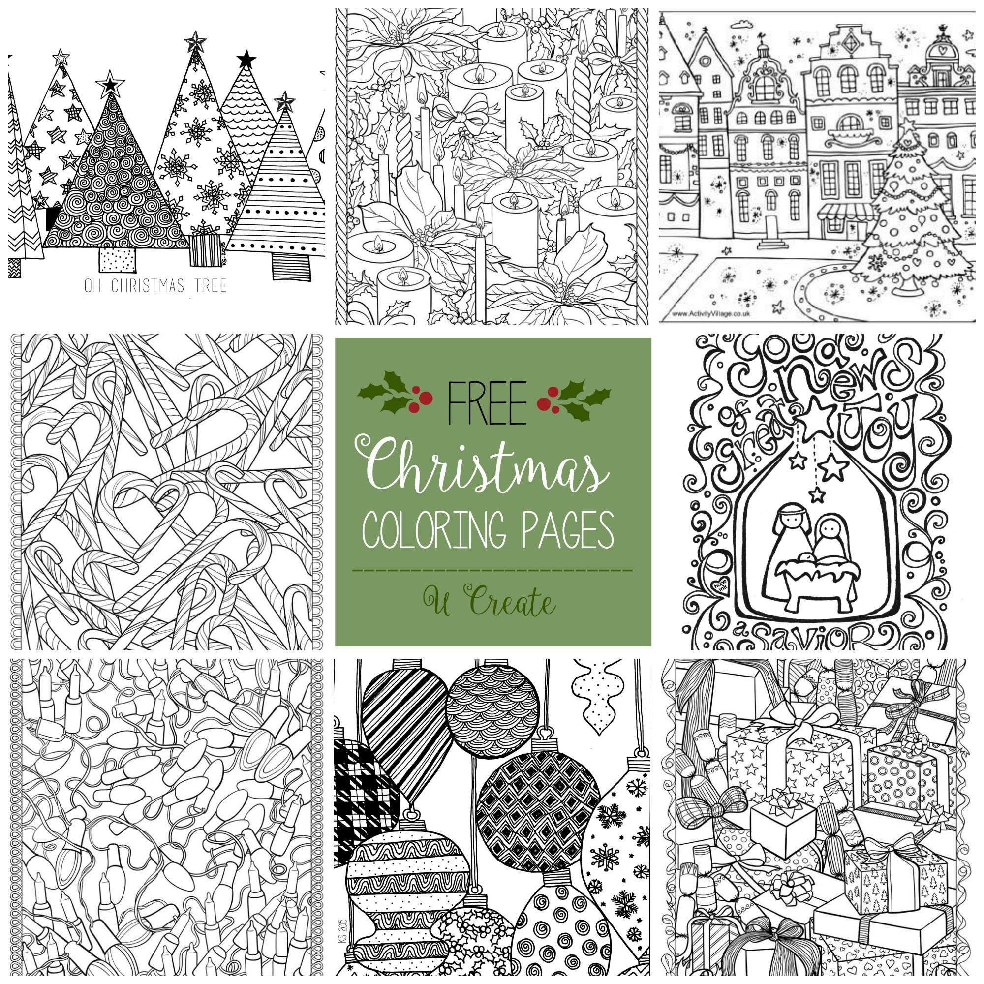 Free Christmas Adult Coloring Pages - U Create It's quite interesting to fill colors in the coloring pages.
