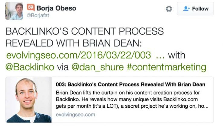 Tweet sharing podcast info.