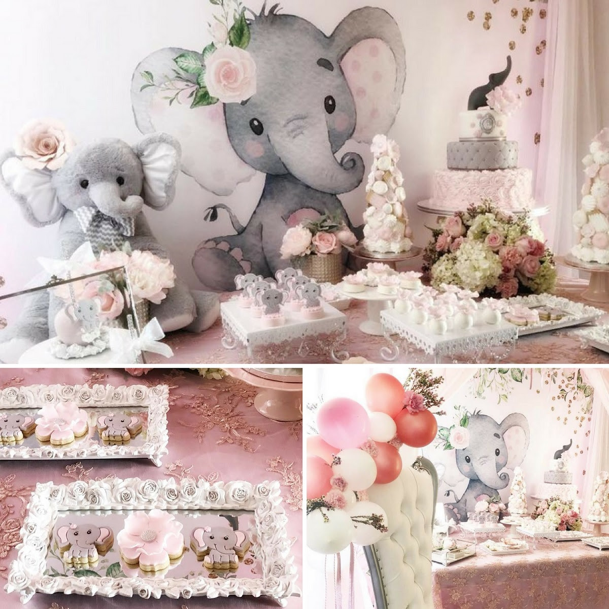 Pink And Gray Elephant Baby Shower - Baby Shower Ideas ...