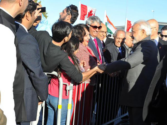 The prime minister flew into Ottawa from Germany where he laid emphasis on attracting technology and investments for Make in India programme.