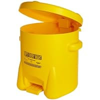 Eagle 935-FLY Safety Oily Waste Can 10-Gallon Poly Yellow With Foot Lever