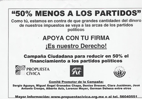 campaña por el 50 por ciento menos a partidos