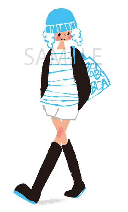歩く女性のイラスト イラストレーターうつみちはる