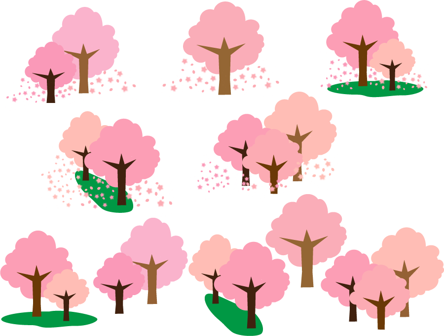 フリーイラスト 10種類の満開の桜の木のセットでアハ体験 Gahag 著作権フリー写真 イラスト素材集