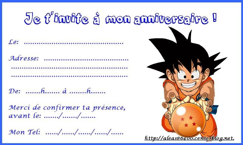 Maison Cartes Invitation Anniversaire Dragon Ball Par 6 Ou 12 Cartes De Voeux Papeterie Luxon Pl