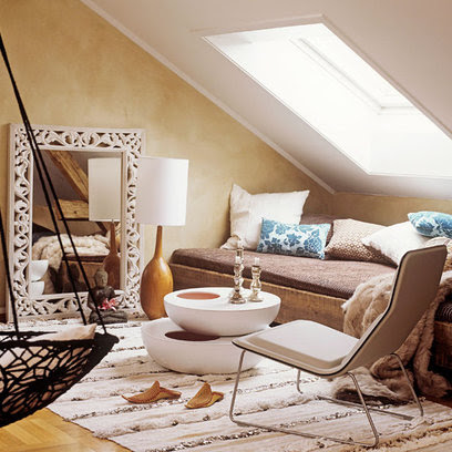 beige boho chic living room