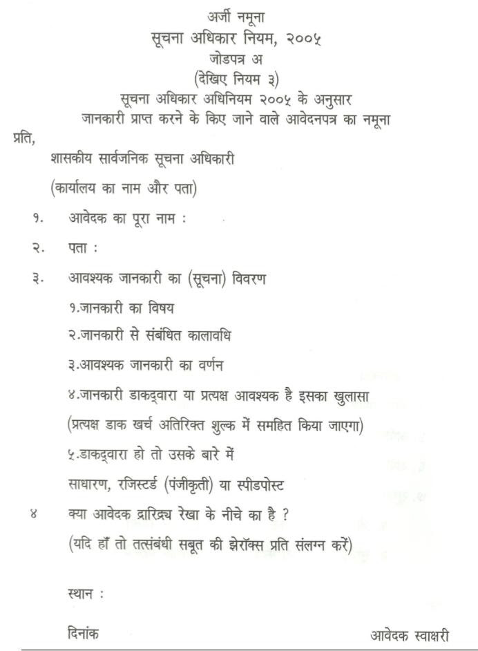 RTI Form – MahitiAdhikar