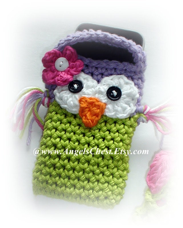 PDF Pattern Cute Crochet OWL Cell Phone Cozy and Nintendo DSi / 3DS / DS Lite Case Cozy Angels Boutique Design - No. 18