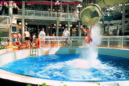 Man Drops From Slide World Waterpark West Edmonton Mall Alberta Canada Stock Photo