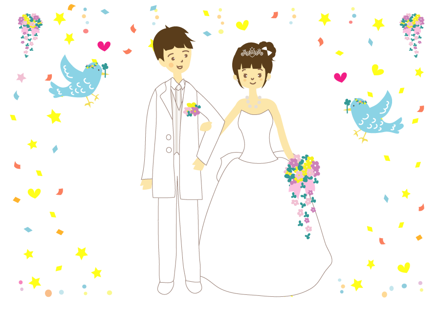 フリーイラスト 祝福される新郎新婦の結婚式の背景でアハ体験 Gahag 著作権フリー写真 イラスト素材集