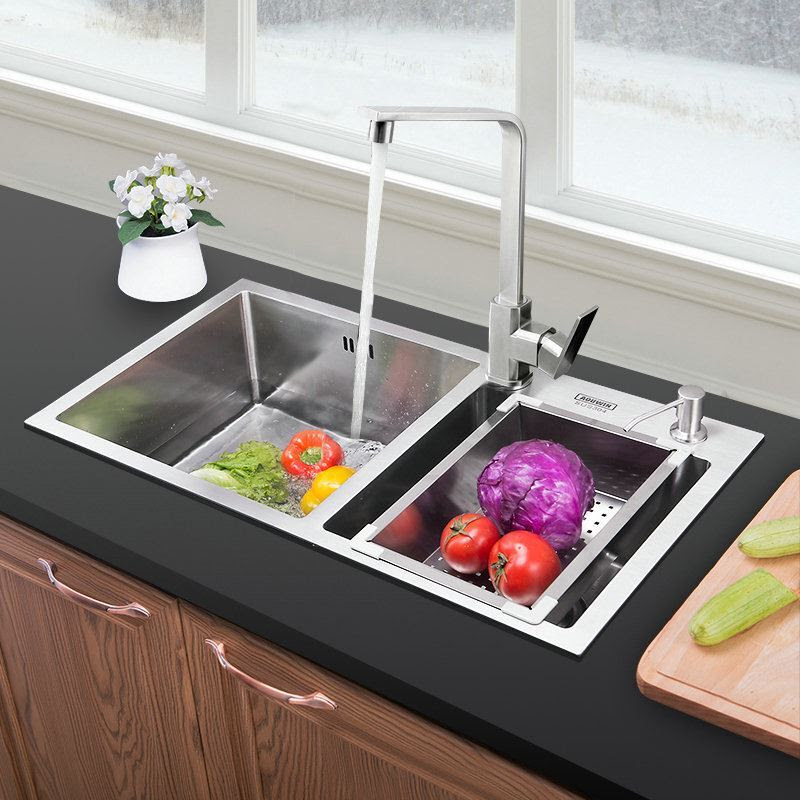 Modern Simple 304 Stainless Steel Sink Thicken 1.2mm Handmade Double