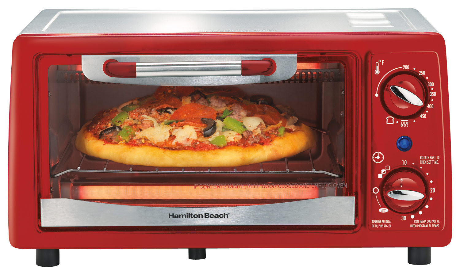 Hamilton Beach - 4-slice Toaster Oven - Red