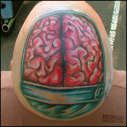 Passing this on from MindHacks: an unknown man with a brain tattooed 