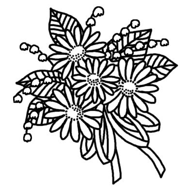ブーケ 花束8 ブーケ 花束 花 無料 白黒イラスト素材