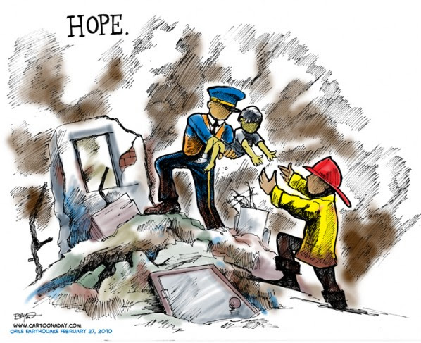 Hope for Chile Earthquake Survivors Cartoon