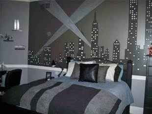 Floor lamps as spotlights?! | New York themed bedroom | Pinterest