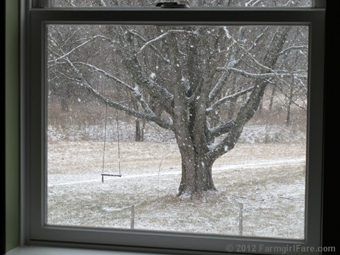 Snowfall through the upstairs windows 3 - FarmgirlFare.com