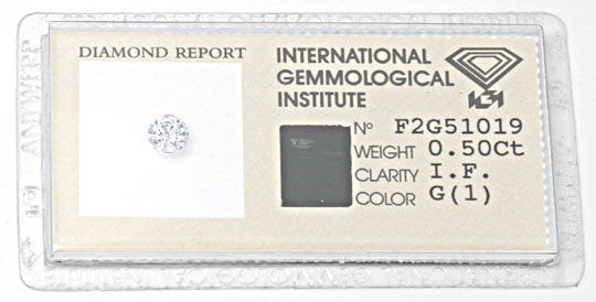 Originalfoto DIAMANT 0,50ct IGI LUPENREIN TOP-WESSELTON VG/VG JUWEL!