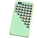 Fashion Punk Spikes and Studs Mobile Phone Case for iPhone 5 Cover with Green Pyramid Rivet