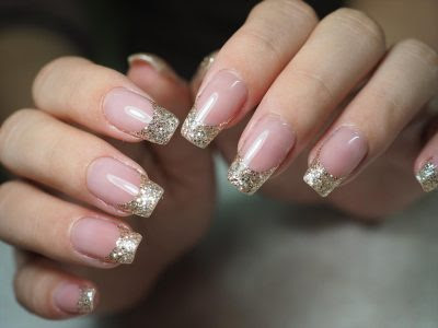 美爪ラメフレンチスタイル スクエアオフ 渋谷区でジェルネイル Nail Salon ネイルサロン R