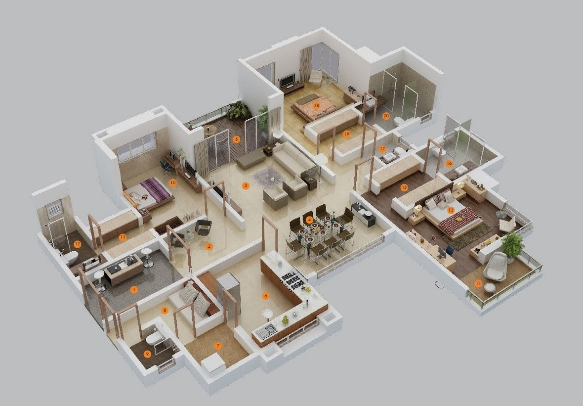 3 Bedroom Apartment House Plans