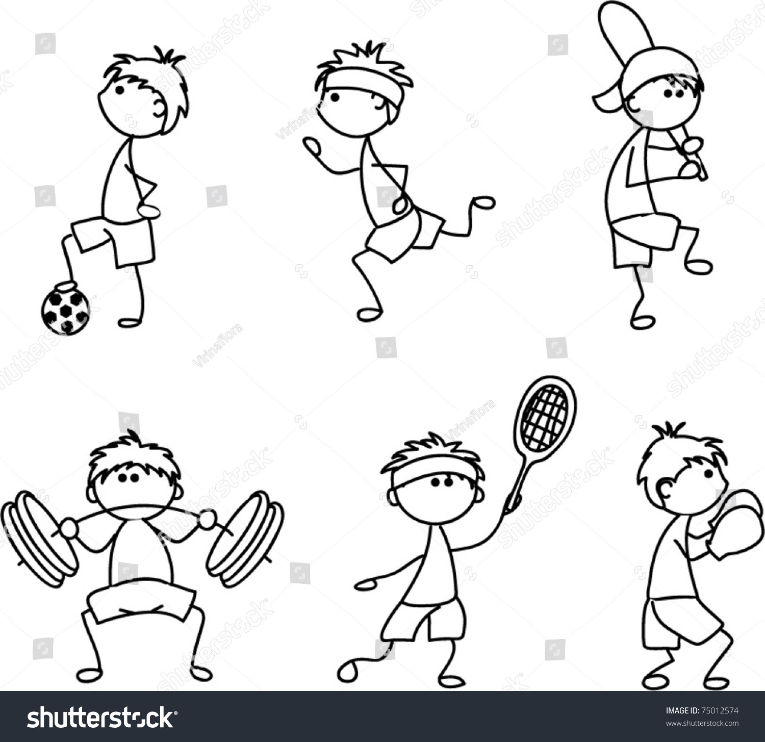 Cartoon Sport Icon Children Drawing Stock Vector 75012574 ...