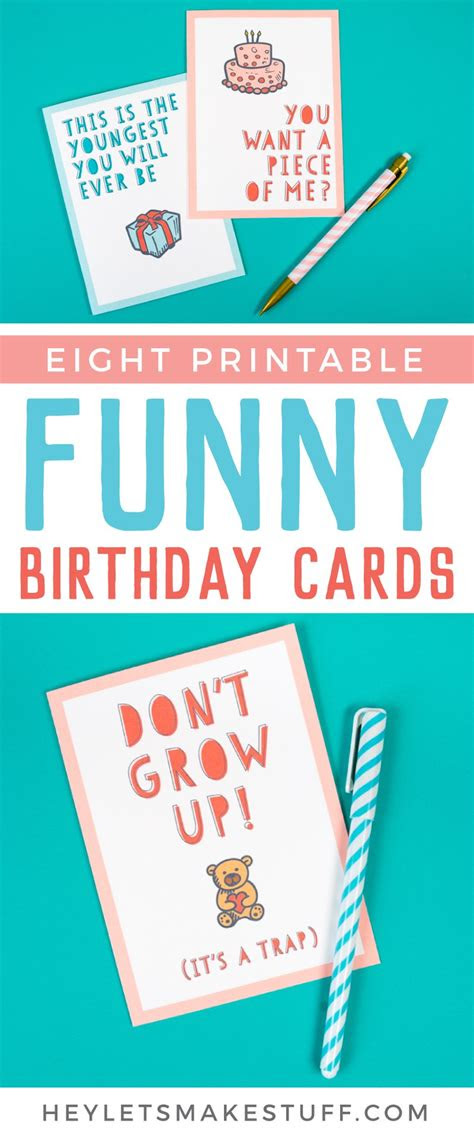  free funny printable birthday cards for adults eight designs