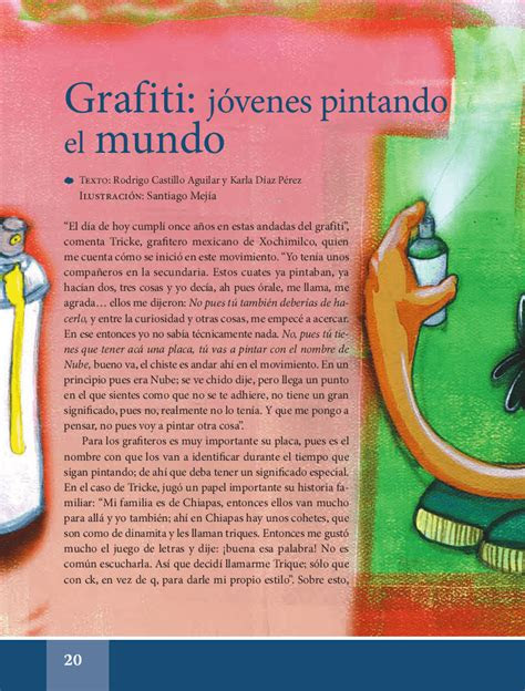Libro de primaria grado 5º. Grafiti: jÃ³venes pintando el mundo - EspaÃ±ol Lecturas 6to