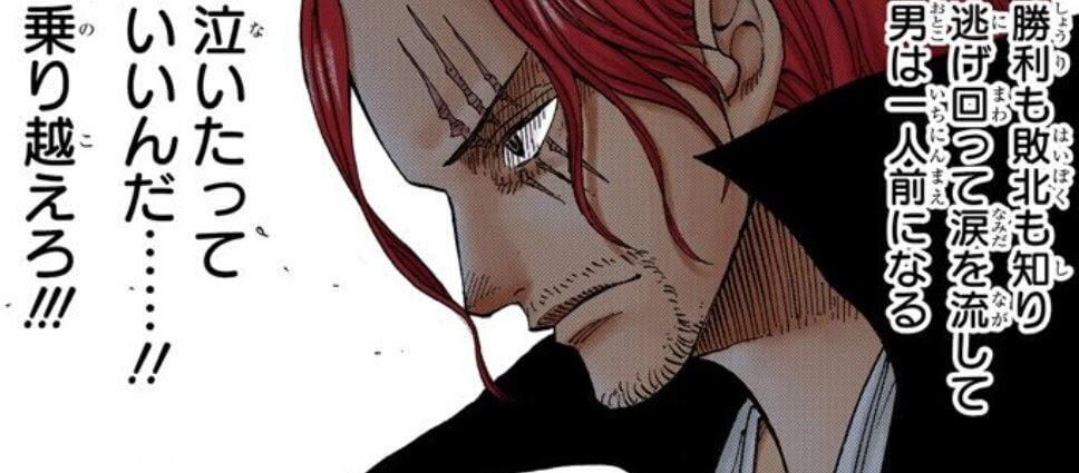 勝利も敗北も知り逃げ回って 涙を流して男は一人前になる 泣いたっていいんだ 乗り越えろ ワンピース
