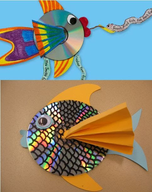 Adorable craft for children using recycled cds...