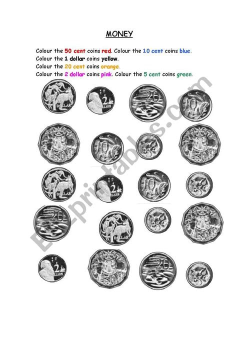 Different ways to create amounts of money. australian money worksheet printable