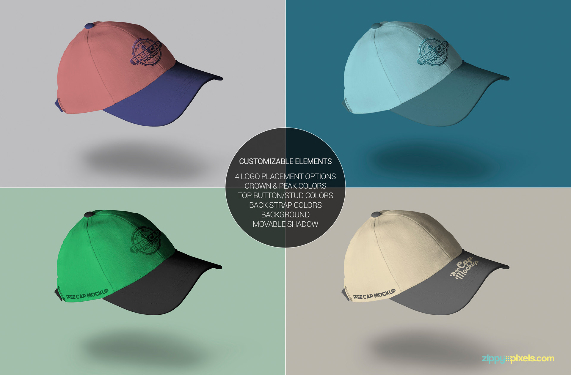 Download Cool Free Baseball Cap Mockup | ZippyPixels