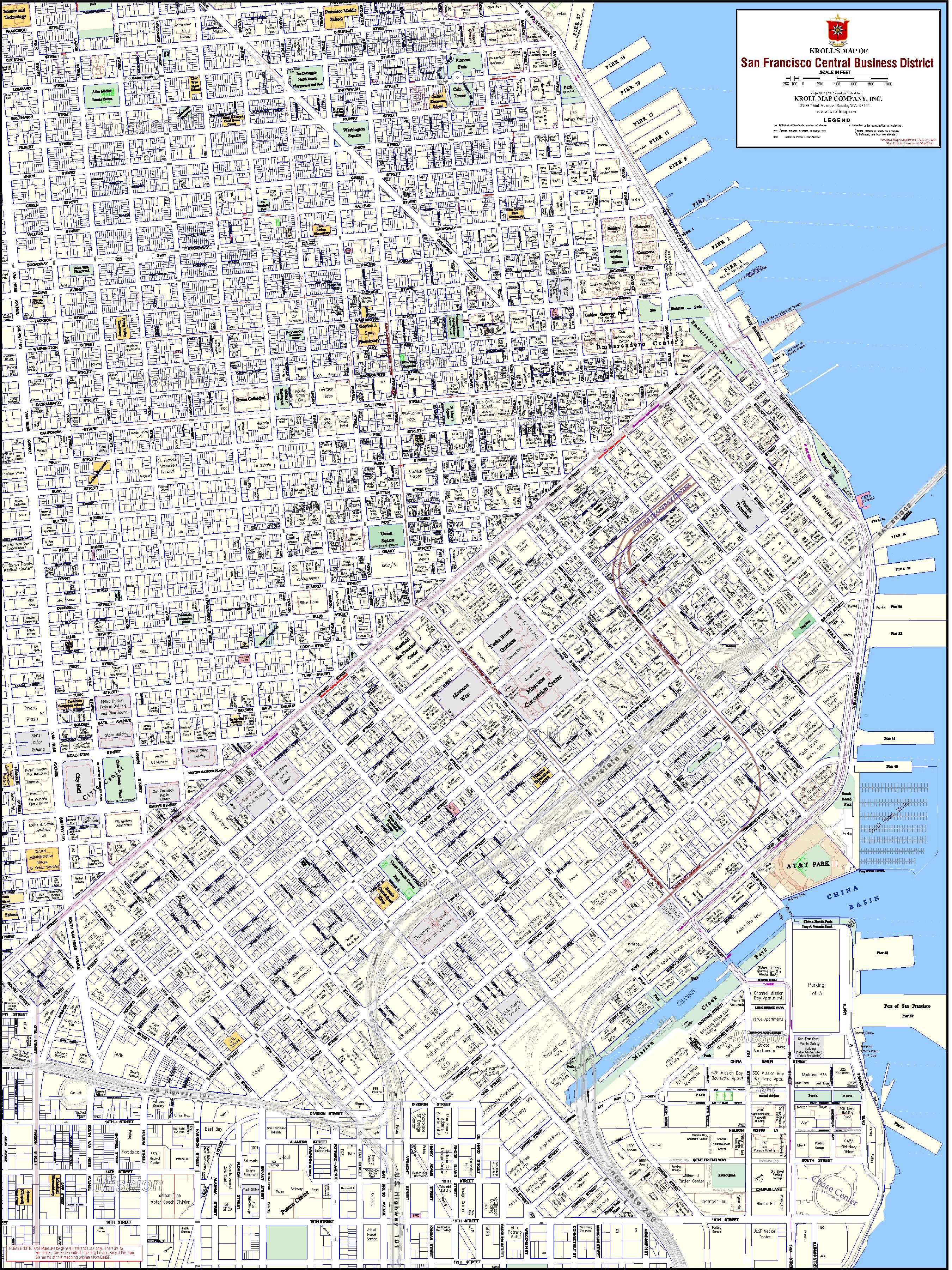 District Map Of San Francisco San Francisco Central Business District Map, Standard   Kroll Map 