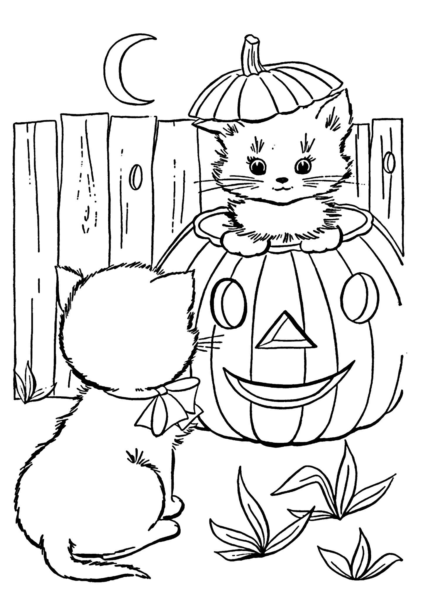 abbastanza disegni di gatti da colorare e stampare gratis gattini Halloween FI05