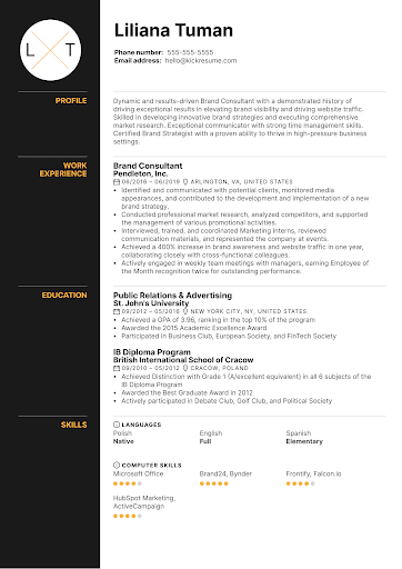 Business Consultant Resume
