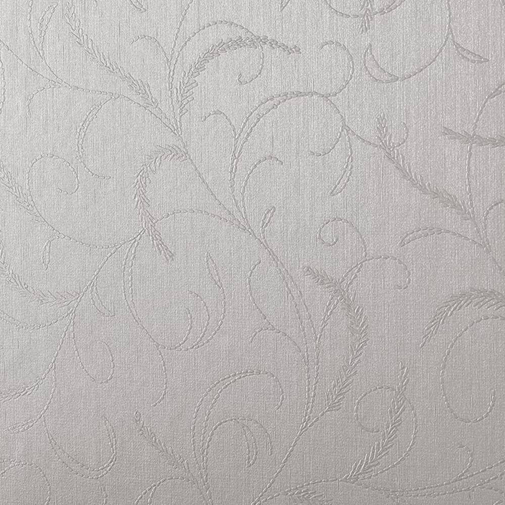 Graham Brown Silver Mist Leaf Scroll Wallpaper 32 900 The Home