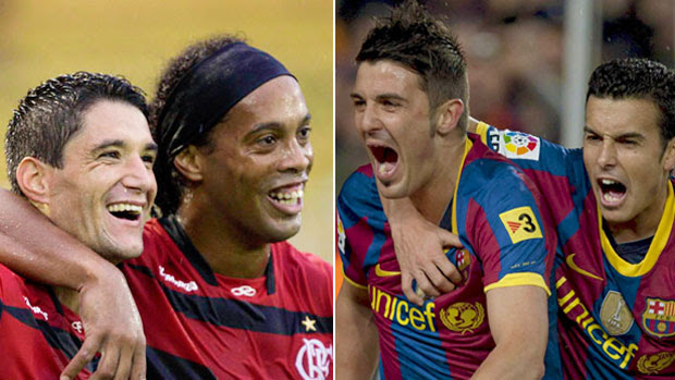 Montgem Ronaldinho, Neves, Villa e Pedro (Foto: Globoesporte.com)