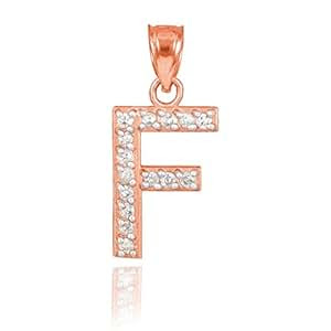 Amazon.com: 14k Rose Gold Diamond Alphabet Initial Letter ...