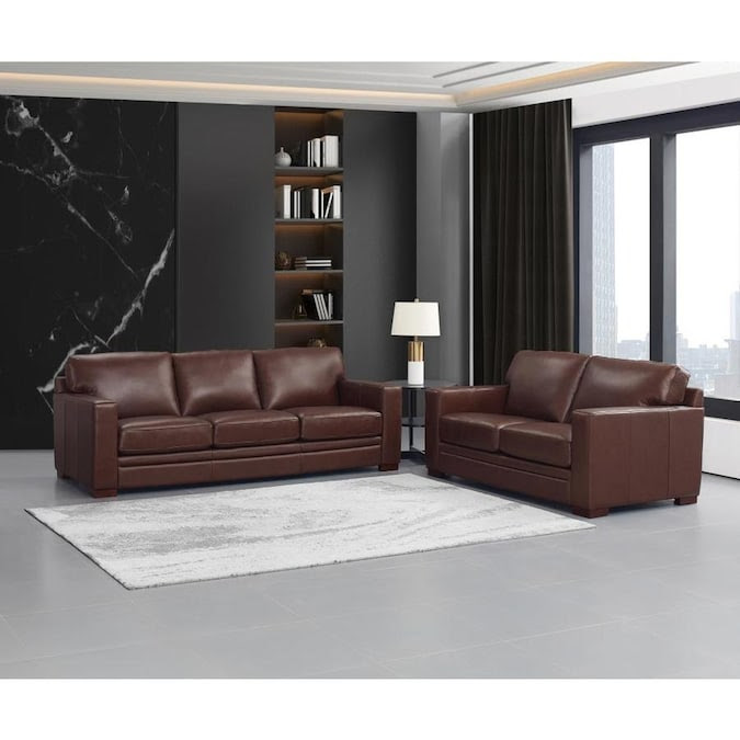 Hydeline Dillon 100% Leather 2 Piece Living Room Set, Sofa ...