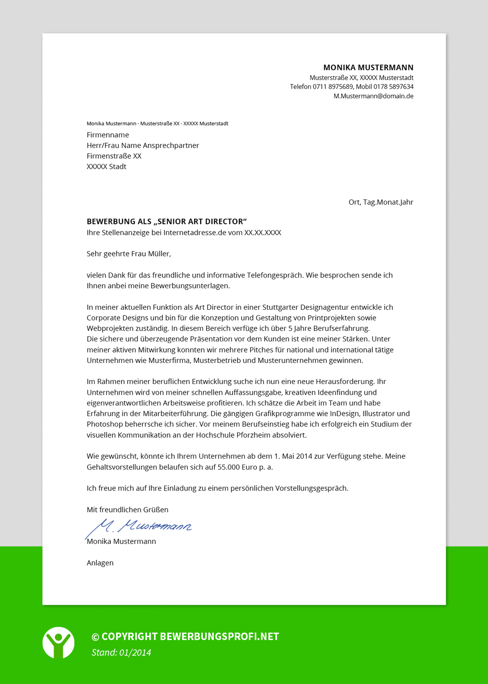 BewerbungsschreibenMuster Berufserfahrene