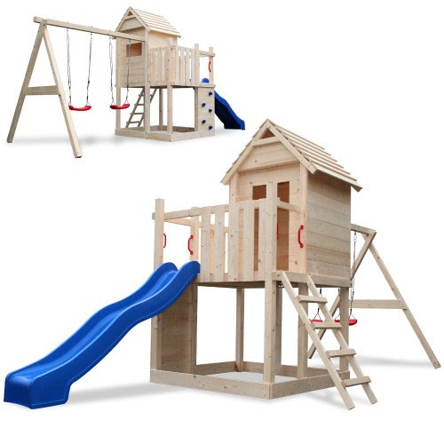 Maison En Bois Située Sur Pilotis Balançoire Toboggans Escalade Accessoires
